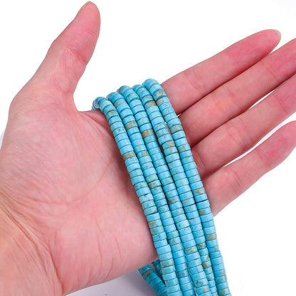 BEADIA Natural Blue Turquoise Spacer Beads Caps Loose Semi Gemstone for Beading Jewelry Making 6mmx3mm 38cm