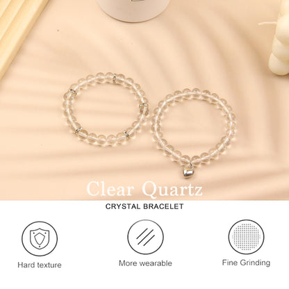GDLKPYHS Healing Bracelets for Women - Clear Quartz Bracelet - Healing Prayers Crystal Bracelet, 8mm Natural Stone Stress Relief Yoga Beads Get Well Soon Gifts
