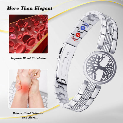 JEROOT Ultra Strength Magnetic Bracelet for Women | 3500-6000 Gauss Neodymium Magnets | Magnetic Therapy Jewelry with Adjustable Tool & Gift Packaging