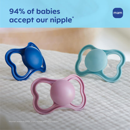 MAM Air Pacifier for Babies 6-16 Months, Extra Air Flow for Sensitive Skin, Developed with Medical Experts, BPA-Free Skin Soft Silicone, 4 Count, Made in Europe