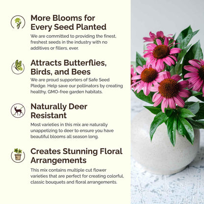Eden Brothers Deer Resistant All Perennial Wildflower Mixed Seeds for Planting, 5 lb, 2,400,000+ Seeds with Sweet William | Attracts Pollinators, Plant in Spring or Fall, Zones 3, 4, 5, 6, 7, 8, 9, 10