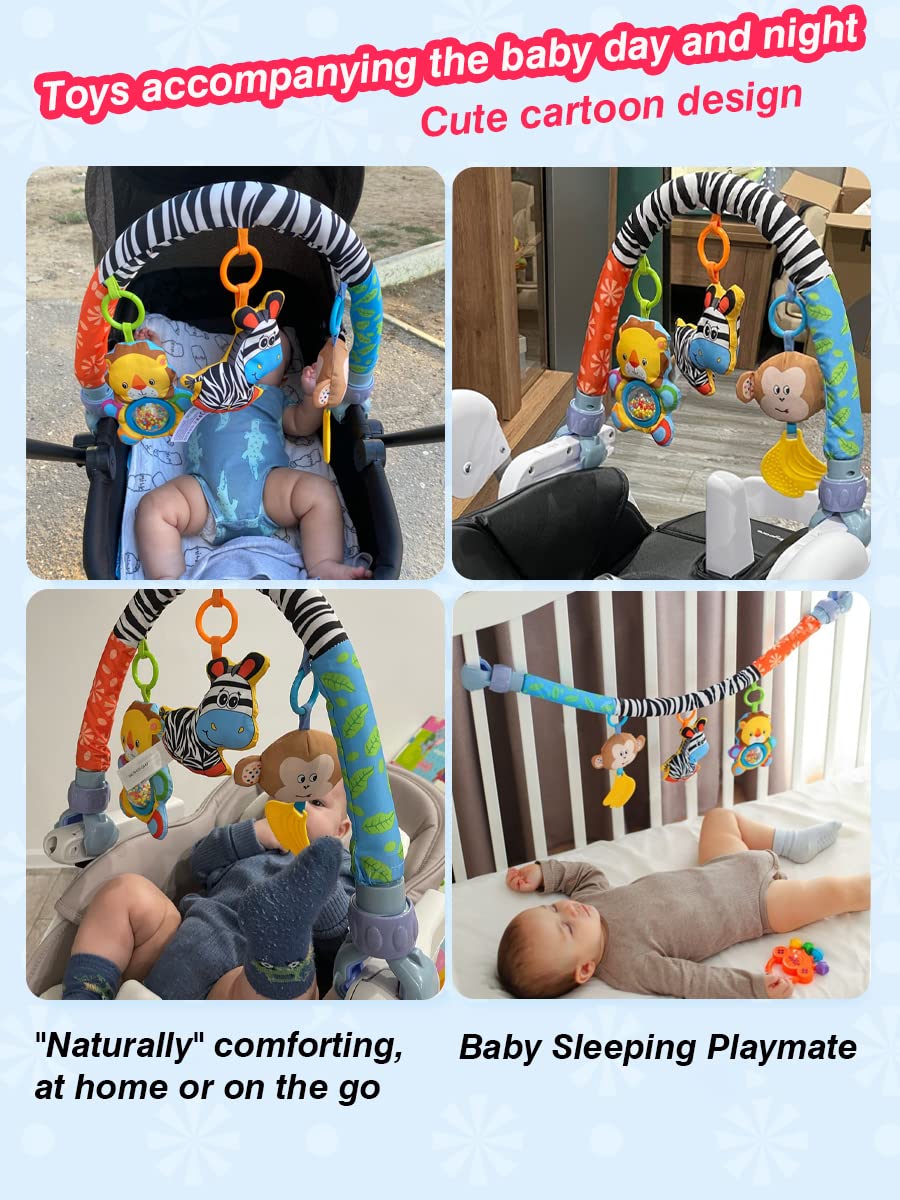 Pau1Hami1ton Baby Stroller Arch Toys, Car Seat Toys,Bouncer Toy Bar/Mobile for Bassinet,Adjustable Baby Hanging Toys Fit for Crib Bed,Stroller,Car Seat Gifts.S-19(Zebra)
