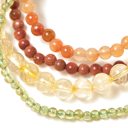 Success Crystal Bracelet Stack 4mm – Healing Stone Beaded Bracelets – Citrine, Peridot, Red Aventurine, Goldstone - Spiritual Energy Jewelry for Abundance, Growth, Manifestation Power, and Ambition - Elastic, Unisex, Gift-Ready