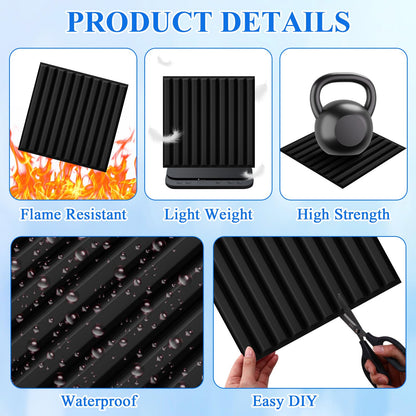 Nuanchu 32 Pcs 3D Slat Wall Panels, 12"x12" PVC Fluted Wall Paneling for Interior Decor, Paintable Waterproof Textured Tiles for Living Room TV Background Gaming Room, 32 Sq. ft Coverage (Black)