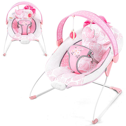 Baby Bouncer, Portable Infant Bouncer, Adjustable and Foldable Baby Rocker with Vibrations,Baby Bouncer Seat for Baby 0-6 Months 6-20 lbs Indoor & Outdoor Use