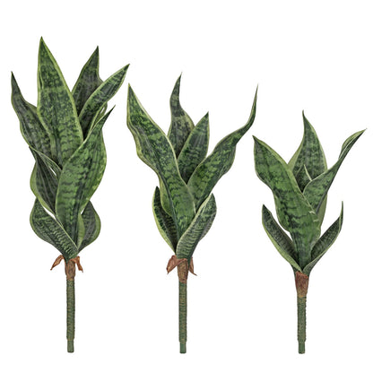 Unpotted Artificial Snake Plant Faux Sansevieria Leaf Single Stem Fake Agave Greenery Realistic Plastic Plant for Home Office Garden Indoor Outdoor Decor