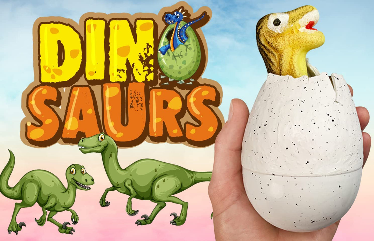 JA-RU Giant Dinosaur Egg Growing Toys (6 Eggs) Magic Surprise Hatching Toys for Kids. Grow Dinosaur in Water. Bath Toy. Party Favors & Easter Basket Fillers. 1747-6s