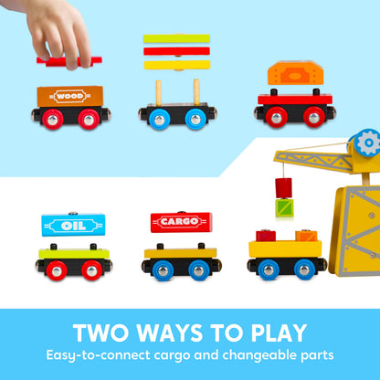 Montessori Wooden Train Toy Set for Kids, 12PCS Magnetic Train Cars with Storage Gift Box, STEM Educational Toy for Boys & Girls, Ages 2-8 Years, Easter Birthday Party Gift