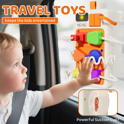 Aprilwolf 9 PCS Sensory Plug Outlet for Toddlers 2-3, Power Strip Montessori Toys for 18+ Months, Busy Board with Light & Sounds, Airplane Car Travel Toys Gift for Baby
