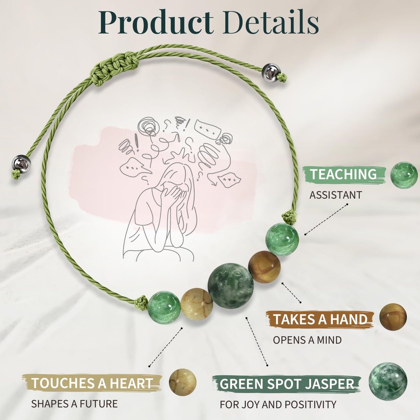 ZOKCC Teacher Assistant Appreciation Gifts for Women: Spiritual Crystal Healing Stone Anxiety Protection Bracelets Birthday Christmas Gifts for Teacher Assistant