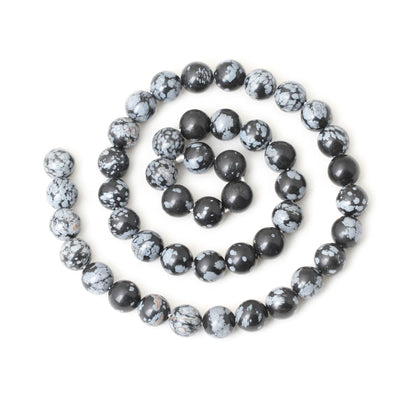 CHEAVIAN 45PCS 8mm Natural Black Snowflake Obsidian Gemstone Round Loose Beads Stone Beads for Jewelry Making DIY Findings 1 Strand 15"