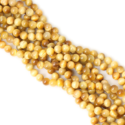 CHEAVIAN 45PCS 8mm Natural Golden Tiger Eye Stone Round Loose Beads for Jewelry Making DIY Bracelet Necklace Materials 1 Strand 15"