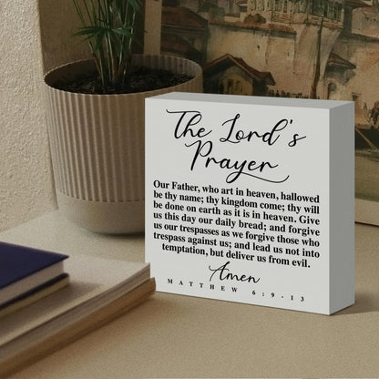 Christian Desk Sign Decor, The Lord's Prayer, Religious Decor for Home Prayer Room Desk Kitchen Counter Cabinet Dining Room Table Scripture Bible Verse Sign Decorations Christian Gift for Women Men