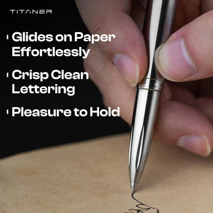 TITANER TiWard:Titanium Tactical Ballpoint Pen - Professional EDC Writing Tool Compatible with Multiple Refill for Signature Business Writing Journaling for Gifts or Collectibles.(Titanium)