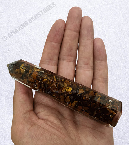 Amazing Gemstone Tigers Eye Crystal Orgone Towers ~ Natural Healing Crystal Point Obelisk for Reiki Healing and Crystal Grid (4.5 to 5 Inch, Pack of 1)
