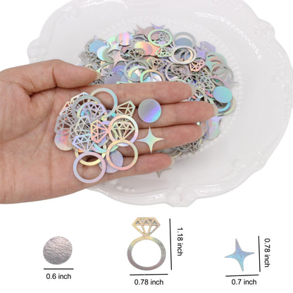 Blopee 300 PCS Iridescent Bachelorette Confetti, Engagement Confetti Wedding Shower Table Decorations, Ring Table Scatters for Bridal Shower Decorations