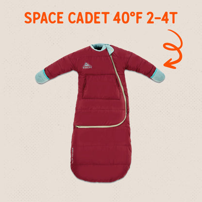 Kelty Space Cadet Infant and Toddler Sized Arms-Out Sleeping Bag, 30-40F Degree Rated, 8M-4T, Fleece-Lined Hand Covers (40F / 2-4T)