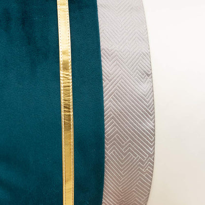 Avigers 20 x 20 Inches Teal White Gold Leather Striped Patchwork Velvet Cushion Case Luxury Modern Throw Pillow Cover Decorative Pillow for Couch Living Room Bedroom Car
