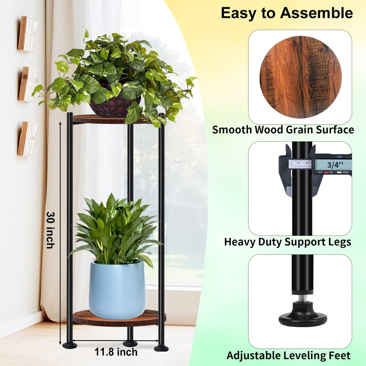 Lilybud--lily Plant Stand Indoor Outdoor, 30'' Tall Plant Stands for Indoor Plants, Heavy Duty Indoor Plant Shelf, 2 Tier Flower Stand for Living Room, Balcony, Deck