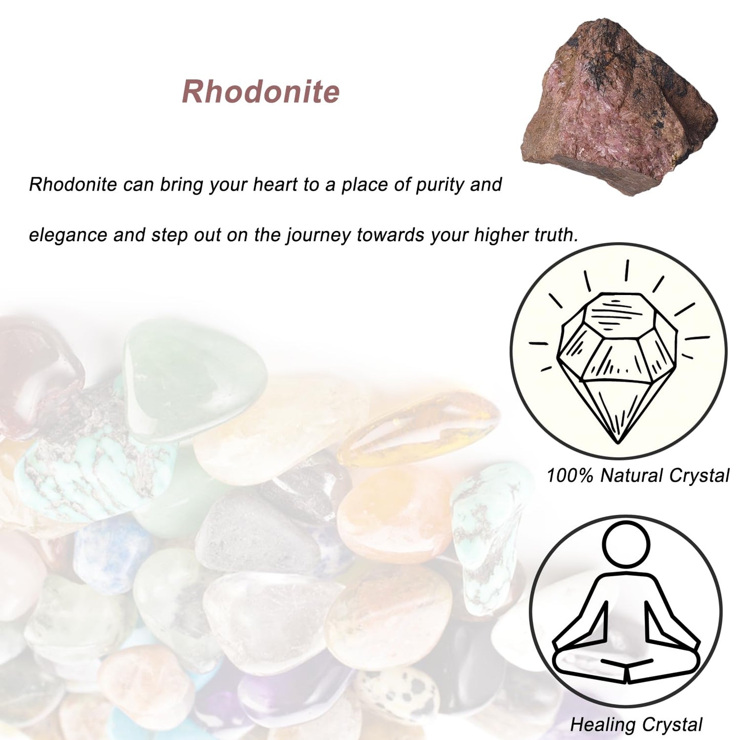Rhodonite Raw Crystals, Large 1.25-2.0" Healing Crystals Natural Rough Stones Crystal for Tumbling, Cabbing, Fountain Rocks, Decoration, Polishing, Wire Wrapping, Wicca & Reiki