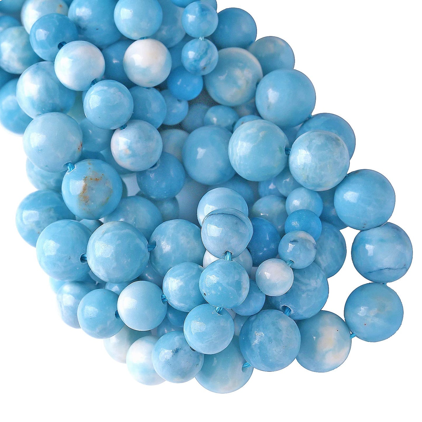 8MM 45PCS Natural Blue Larimar Gemstone Crystal Beads for Jewelry Making DIY Bracelet