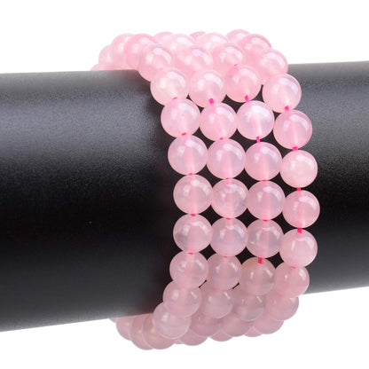 LPBeads 100PCS 8mm Natural Rose Quartz Beads Gemstone Round Loose Beads for Jewelry Making with Pink Stretch Cord