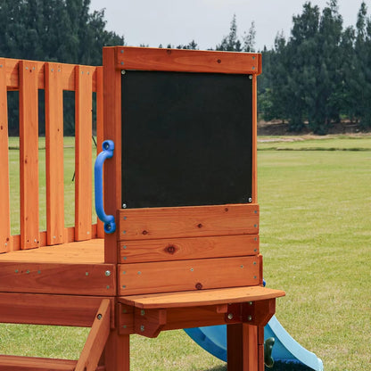 Dolphin Playground 5-in-1 Toddler Swing Sets with Slide for Backyard, Toddler Outdoor Playset with Baby Swing, Table, Blackboard, Kid Slide, Rock Climbing Wall, Ages 18 mo to 4 yrs