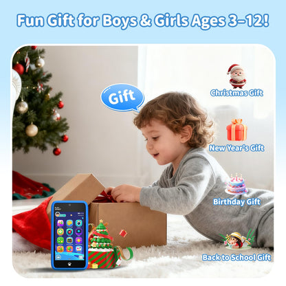MOMILLA Toys Kids Smart Phone, 3.97" Screen Dual Cameras w/ 21 Stickers, Birthday Gifts for Kids, 16GB Toddler Learning Cell Phone with Games, Boys Girls Toys for Age 3 4 5 6 7 8 9 Year Old