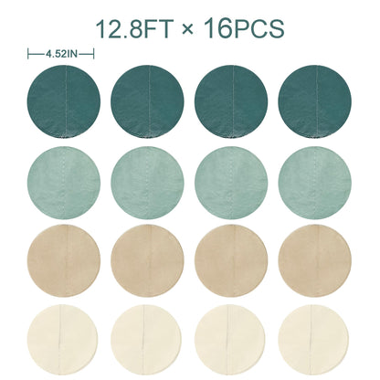 205Ft Sage Green Circle Dot Garland Backdrop Dusty Green Tissue Paper Polka Dots Hanging Streamer for Woodland Jungle Safari Neutral Birthday Baby Shower Wedding Engagement Party Decorations Supplies