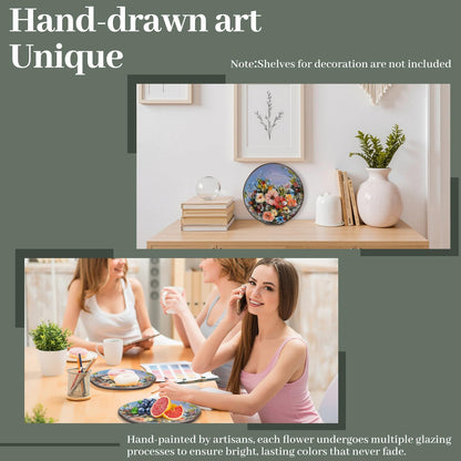 NJYYSYXB Handcrafted Ceramic Oil Painting Plate Functional Art Dinner Plate, Suitable for Tableware and Wall Decoration Dinner Plate That Can Be Safely Used In Dishwashers And Microwave Ovens