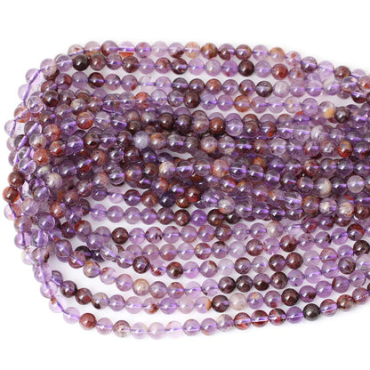 CHEAVIAN 60PCS 6mm Natural Cacoxenite Crystal Amethyst Gemstone Round Loose Beads Crystal Energy Stone Healing Power for Jewelry Making 1 Strand 15"