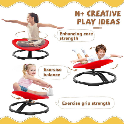 Zhenx Spinning Chair for Autistic Kids (Ages 3-18) - 220LBS Capacity Sensory Swivel Seat - Sensory Toy for Teens with ADHD/Autism - Sit and Spin Calming Gift to Improve Focus & Body Balance (Red)