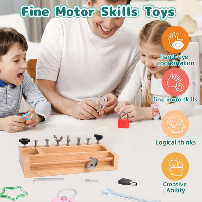 TOUHKAN Montessori Screwdriver Board Set Lock and Key Toys Kids Tools Nuts and Bolts Montessori Toys for 3 4 5 Year Old Learning Practical Life Materials Fine Motor Skills Occupational Therapy Games