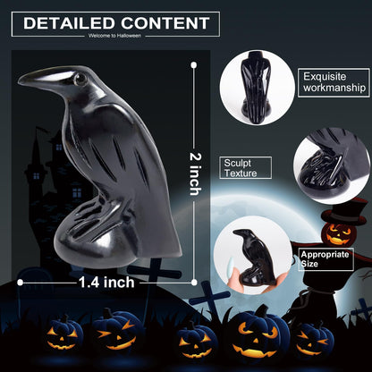 Hguxmcu Natural Black Obsidian Raven Statue,2 Inch Mystical Crow Sculpture Gothic Home Decor,Spiritual Totem Art Healing Crystal Figurine Witchy Altar Decor Dark Academia Collectible