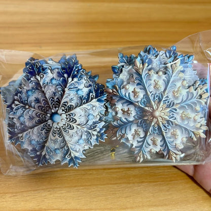 12Pcs Christmas Tree Decorations Christmas Snowflake Wooden Ornaments Christmas Decor Creative Blue Snowflake Christmas Ornaments for Tree Winter Home Decoration Holiday Party DIY Crafts