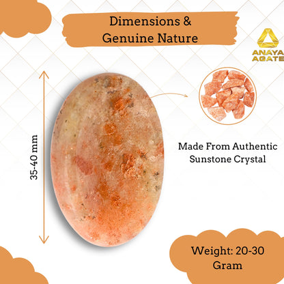 Anaya Agate Sunstone Worry Stones Certified Crystal Thumb Worry Stone for Anguish, Relaxing and Soothing Balance Stones for Meditation, Stress Relief Crystals and Healing Stones for Men, Women