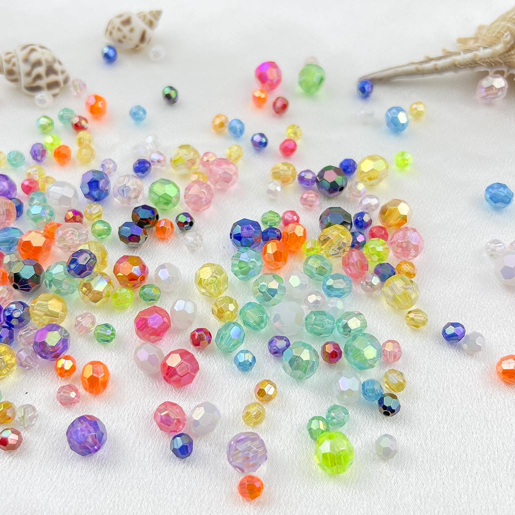 Daiyifiy 1000 Pcs 6MM Round Faceted Acrylic Beads AB Color Transparent Crystal Acrylic Beads Round Bicone Beads for Jewelry Making, Bracelets Necklaces Earrings Wind (133- Pale Yellow AB)