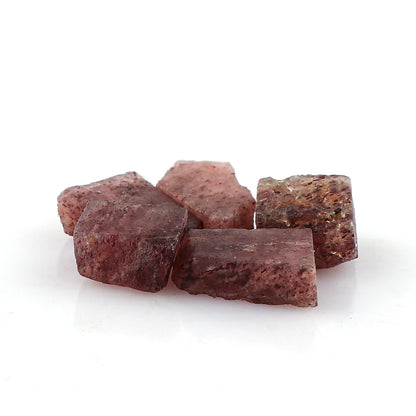 CRYSTALINES 5pcs Wholesale Natural Raw Strawberry Quartz Gemstone, Untreated Rough Stones, Bulk Loose Supplies, DIY Crafts, Jewelry Making, Healing Crystals, Gem Collection, AAA Grade
