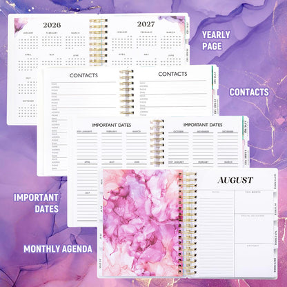 Planner 2026-2027, Large 18 Months Academic Daily Weekly Monthly Planner Yearly Agenda Jan. 2026–June. 2027, 7.9" x 9.8", Page Tabs, Separator Page, Pocket Folder, Bookmark, Stickers, Sticky Note Set