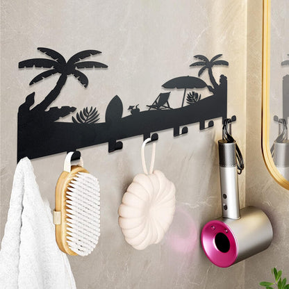 BooWoodNeonMetal Wall Mounted Key Rack | Metal Key Rack Hook Organizer | Metal Key Organizer with 7 Hooks Wall Decoration for Front Door, Hallway, Kitchen, Office