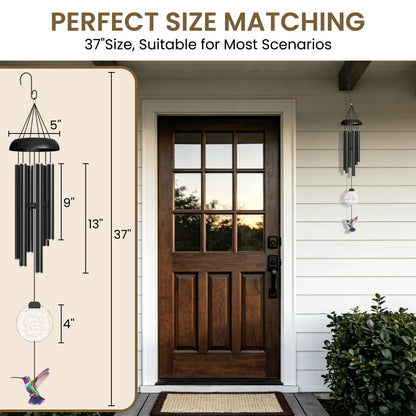 37" Solar Wind Chimes for Outside, Gifts Wind Chimes with Solar Powered Acrylic Lights & Hand-Painted Hummingbird for Mom, Grandma, Outdoor Wind Chimes for Garden, Patio, Yard
