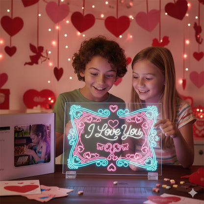 17" Led Drawing Board with 7 Colors,Light Up Cosmody Drawing Board,Glowing Acrylic Dry Erase Board with Light,Portable Doodle Glow LED Note Board, Birthdays, and Classroom Rewards (1PCS)