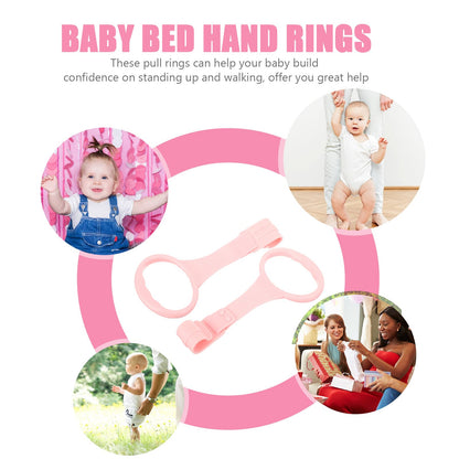 SAFIGLE Baby Crib Pull Rings Infant Playpen Pull up Rings for Toddler Walking Assistance Lightweight Baby Bed Stand up Handles with Smooth Rounded Edges for Safe Grip 7.67X3.54X0.47In