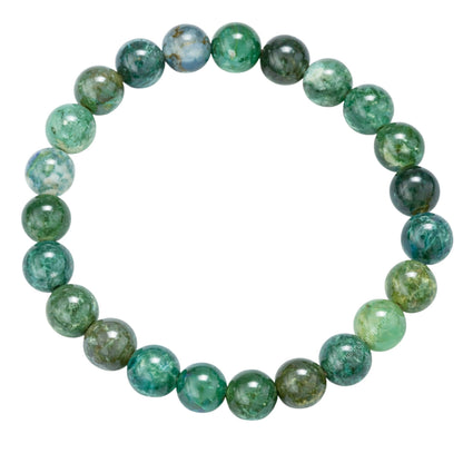 Amazing Gemstone Crystal Bracelet for Women Men's Gifts - Protection Healing Crystal Bracelet - 8mm Gemstone Beaded Stretchable Bracelet Pulseras Para Hombres Mujer Stocking Stuffers Mothers Day Gift (Moss Agate)