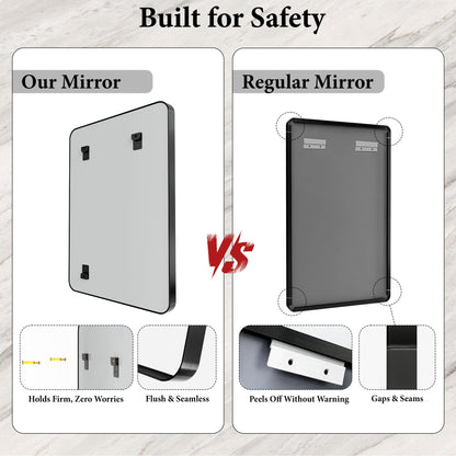 Black Metal Vanity Rounded Rectangle Bathroom Mirrors for Over Sink Wall, 55x30 Inch Large Matte Mirror, Anti-Rust, Modern Decorative for Restroom, Farmhouse