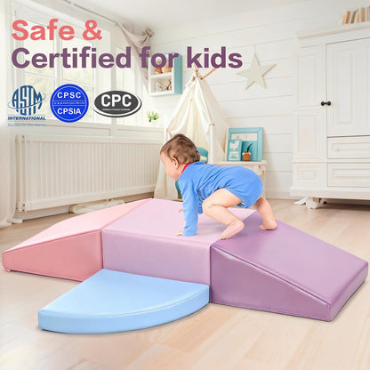 Climbing Foam Blocks for Toddlers: PU Leather Foam Blocks for Kids Active Play - Toddler Climbing Toys Indoor - Durable Playground Gym Preschool Toddler Toys for Boys and Girls (Purple/Pink)