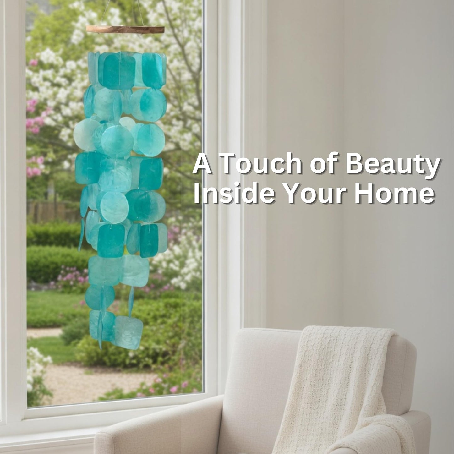 Solange & Frances Wind Chimes for Outside. Capiz Shell Wind Chime Outdoor Decor. Unique House Decor and Birthday Gifts for Women. Ideal Gifts for Women Who Have Everything