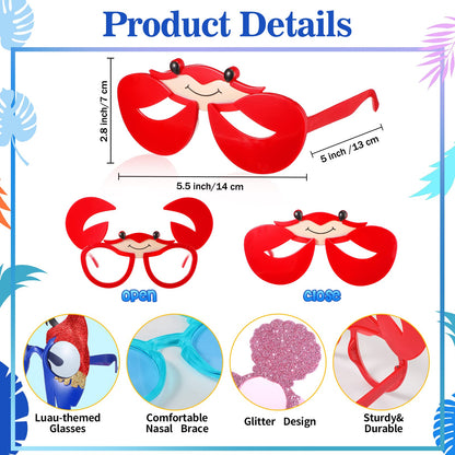 Junkin 24 Pairs Luau Party Sunglasses Funny Hawaiian Tropical Glasses Favors Novelty Fancy Eyeglasses Photo Booth Props for Adults Teens Birthday Summer Beach Themed Party Supplies Decoration