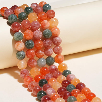 8mm Natural Colorful Rabbit Hair Crystal Gemstone Beads Polished Round Smooth Stone Beads for Bracelets Jewelry Making 15inch Loose Beads