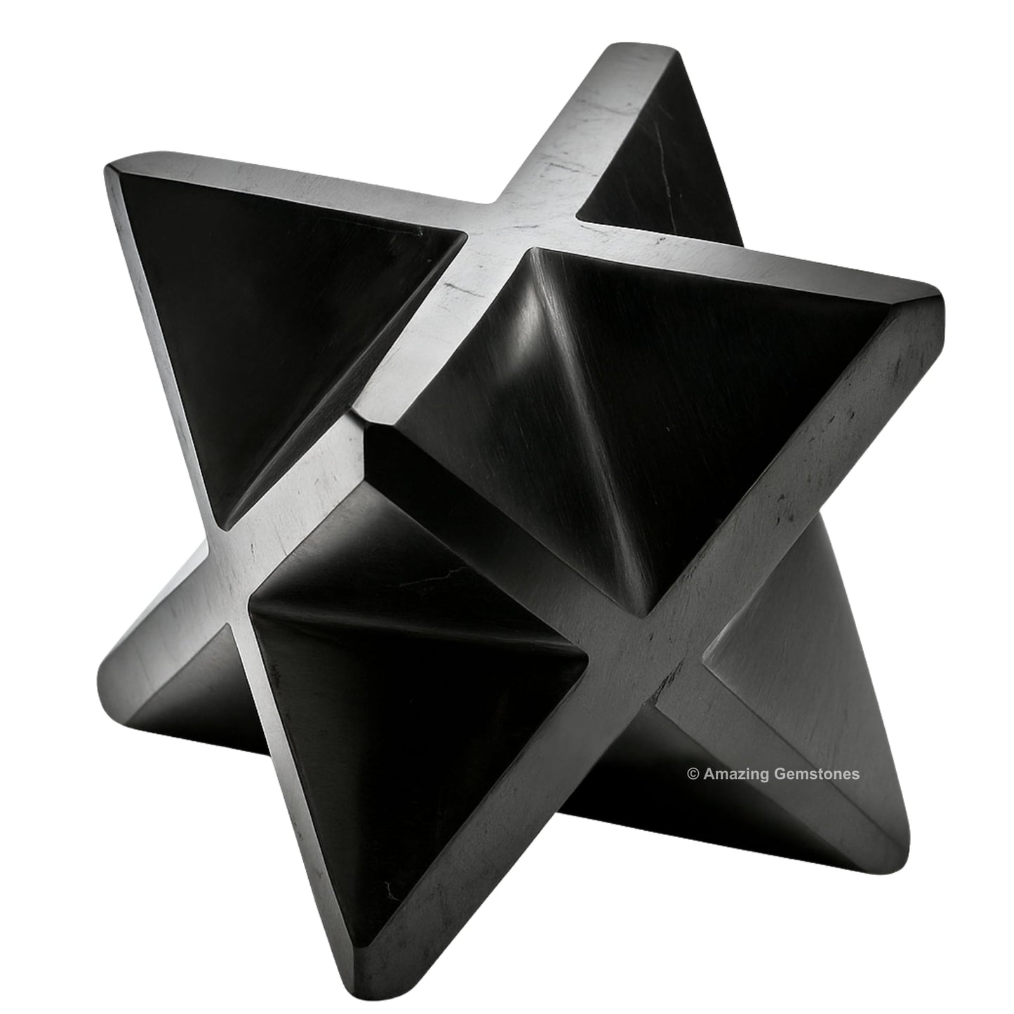 Amazing Gemstone Shungite Merkaba Crystal - 1.5 Inches Metaphysical Merkaba Star for Meditation - Energetic Tetrahedron Crystal and Healing Stones and Healing (35-40mm)